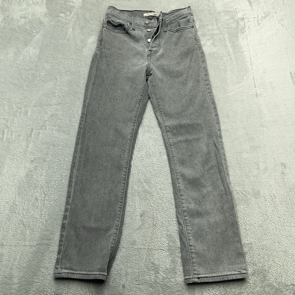 Levi's Premium Wedgie Straight Jeans Womens 25x28 Gray Denim Cotton Button Fly - Picture 1 of 10